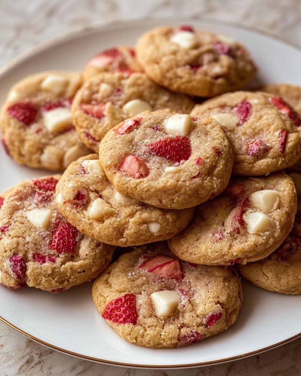 Strawberry Cheesecake Cookies Recipe - Recipe Image — Strawberry Cheesecake Cookies, easy strawberry cheesecake cookies, homemade strawberry cookie recipe, fresh strawberry dessert cookies, cream cheese cookie recipes