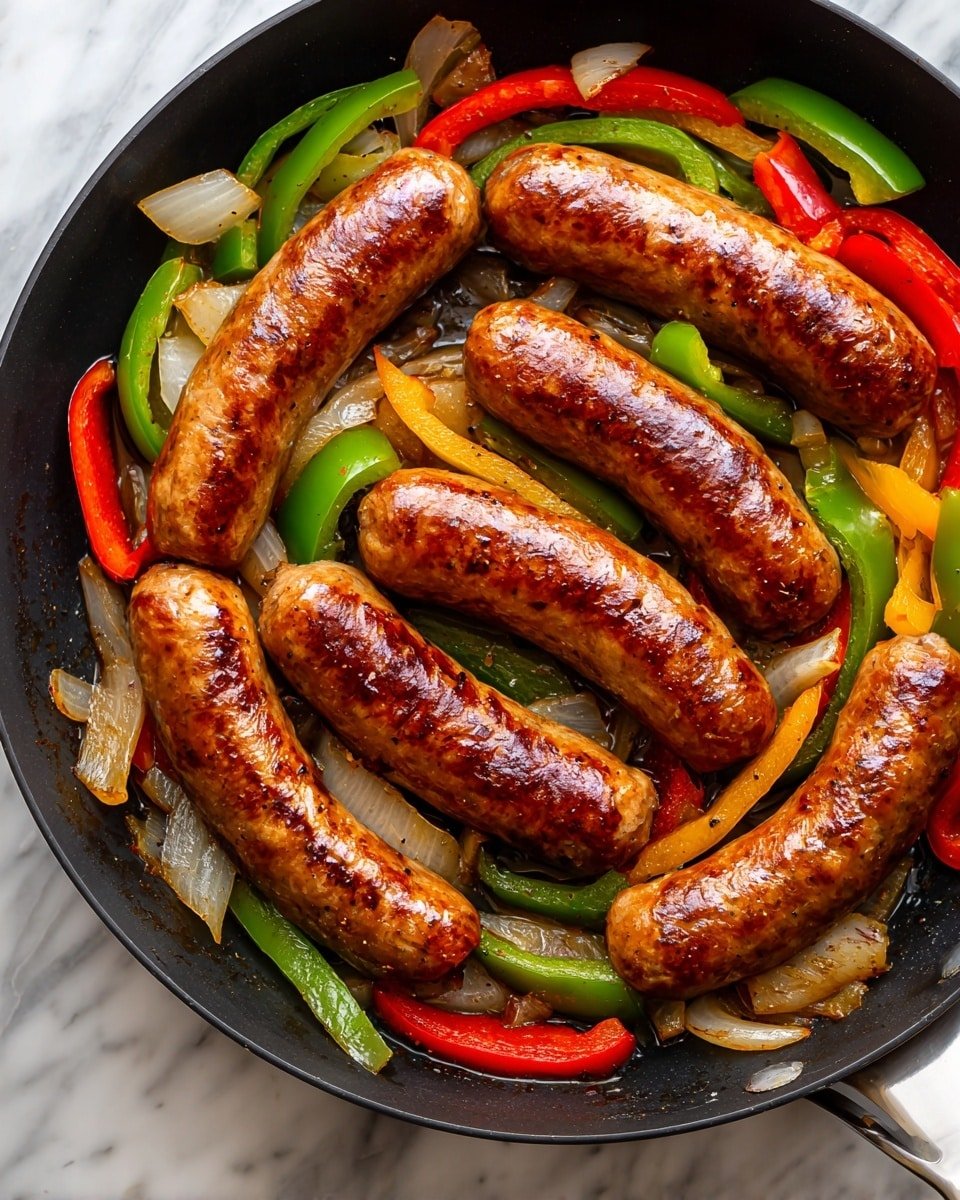 Andouille Sausage and Peppers Skillet Recipe - Recipe Image — Andouille Sausage and Peppers Skillet, smoky sausage and peppers recipe, quick sausage skillet meal, hearty sausage and pepper dish, easy dinner with sausage and peppers