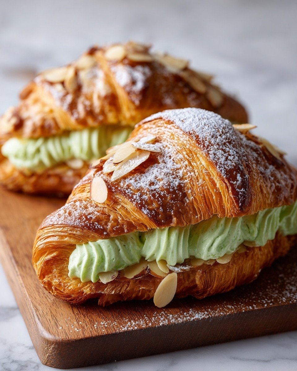Matcha Almond Croissants Recipe - Recipe Image — Matcha Almond Croissants, Matcha Almond Pastry, Green Tea Croissants, Almond Frangipane Croissants, Homemade Matcha Croissants
