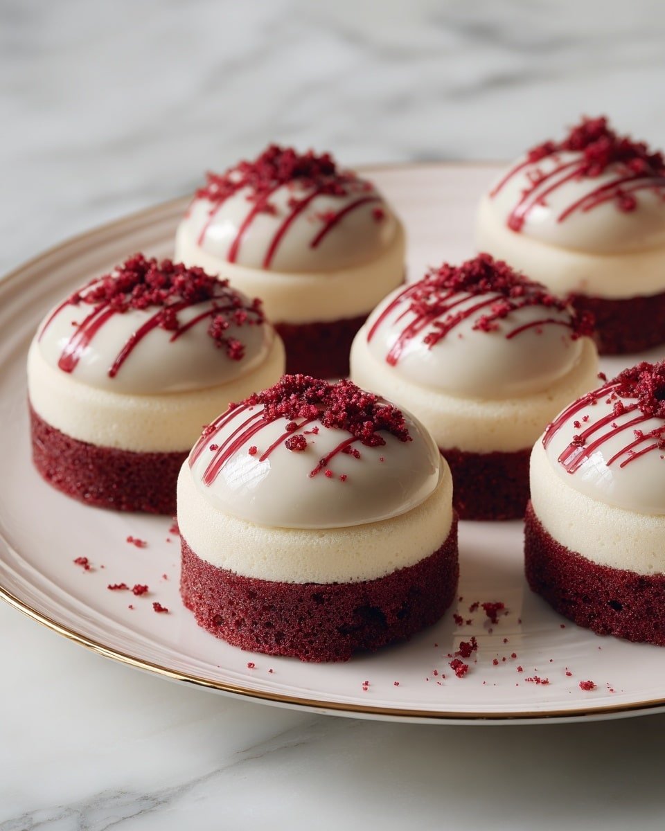 Red Velvet Cheesecake Bites Recipe - Recipe Image — Red Velvet Cheesecake Bites, easy red velvet dessert, festive cheesecake bites, creamy red velvet treats, no-bake cheesecake snacks