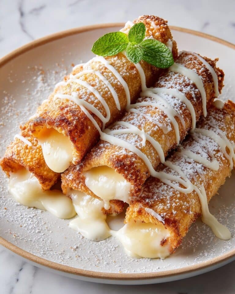 Peach Cobbler Egg Rolls with Cinnamon Sugar Drizzle Recipe