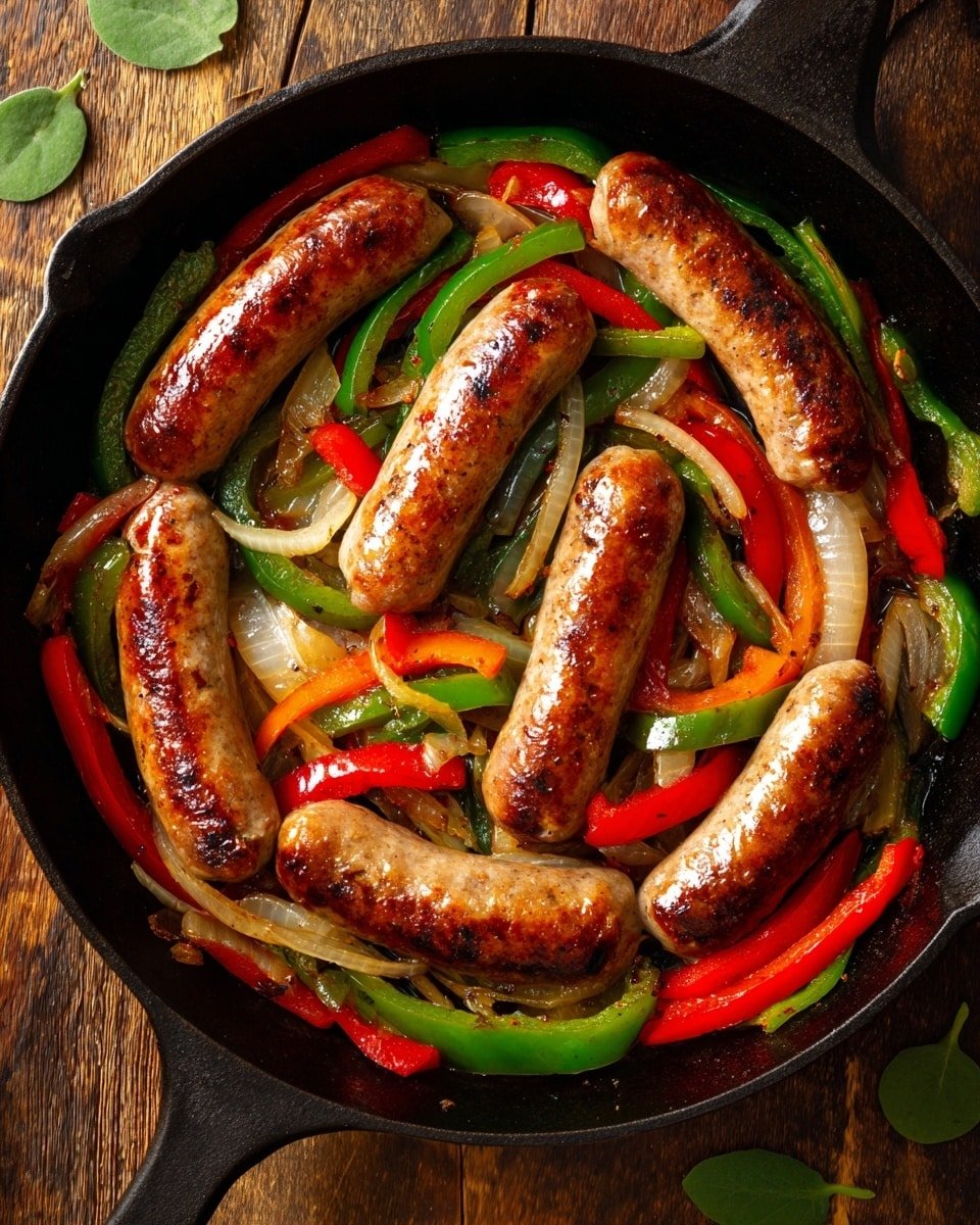 Andouille Sausage and Peppers Skillet Recipe - Recipe Image — Andouille Sausage and Peppers Skillet, smoky sausage and peppers recipe, quick sausage skillet meal, hearty sausage and pepper dish, easy dinner with sausage and peppers