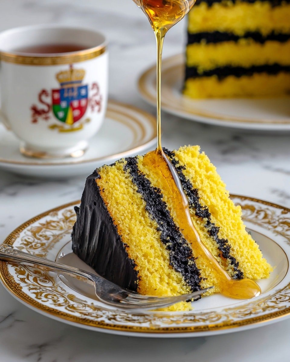 Homemade Hufflepuff’s Layer Cake Recipe - Recipe Image — Homemade Hufflepuff’s Layer Cake, Hufflepuff cake, layered cake recipe, cozy cake ideas, easy homemade cake