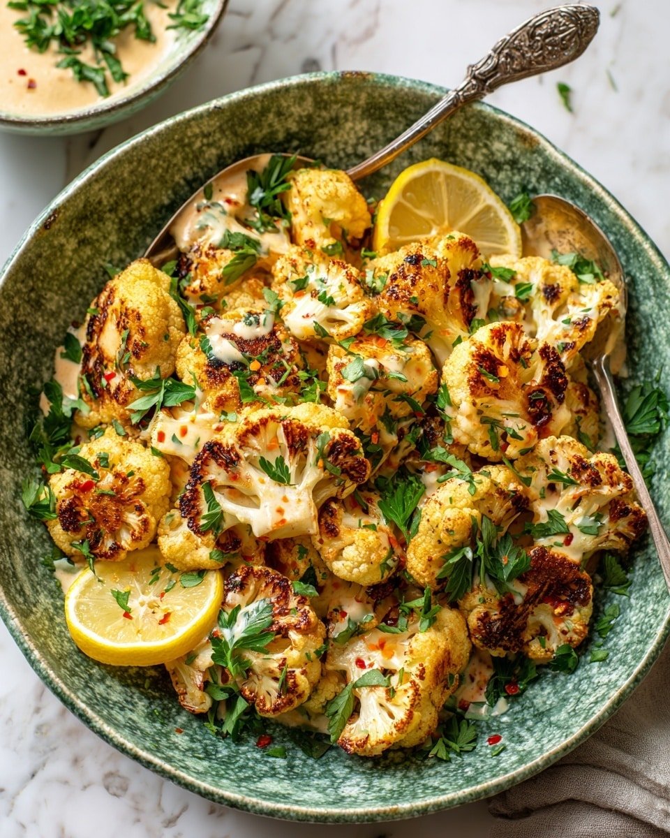 Moroccan Roasted Cauliflower with Tahini-Honey Drizzle Recipe - Recipe Image — Moroccan Roasted Cauliflower with Tahini-Honey Drizzle, roasted cauliflower recipes, Moroccan vegetable dishes, tahini honey sauce, easy vegan side dishes