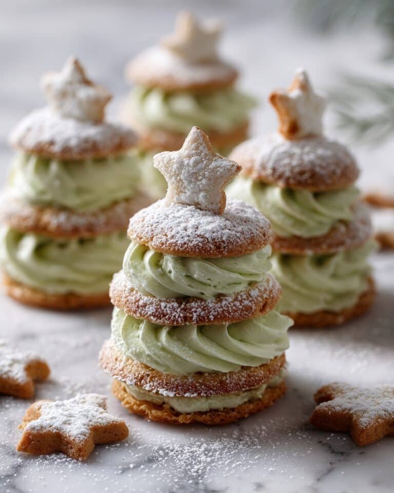 Christmas Tree Cream Puffs with Pistachio Whipped Cream and Shortbread Stars Recipe