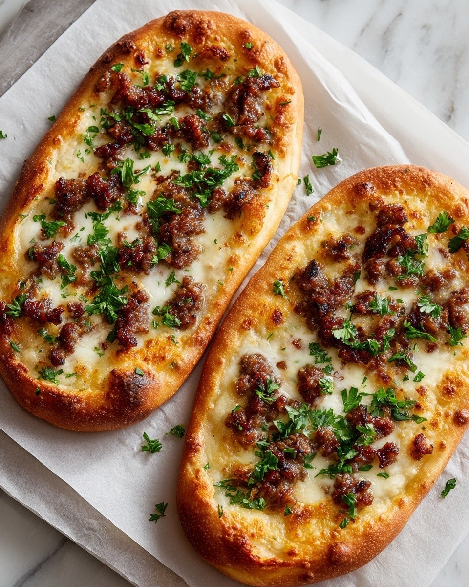 Cheesy Turkish Pide with Spiced Beef Recipe - Recipe Image — Cheesy Turkish Pide with Spiced Beef, Turkish Pide, Beef Pide Recipe, Turkish Bread Recipes, Comfort Food Pide