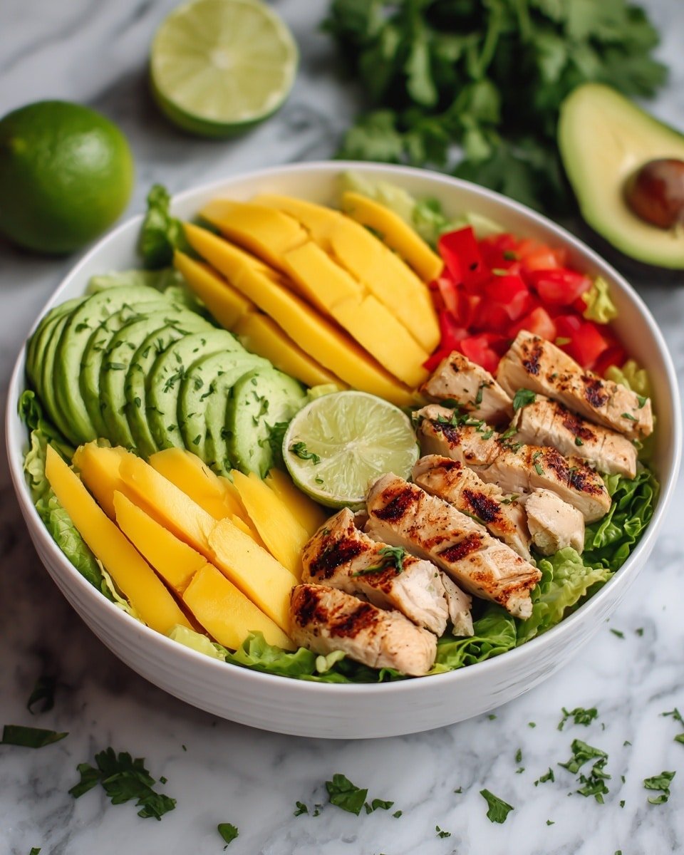 Grilled Sweet Chili Chicken and Mango Salad Recipe - Recipe Image — Grilled Sweet Chili Chicken and Mango Salad, healthy grilled chicken salad, tropical mango chicken salad, easy summer salad recipes, flavorful chicken salad