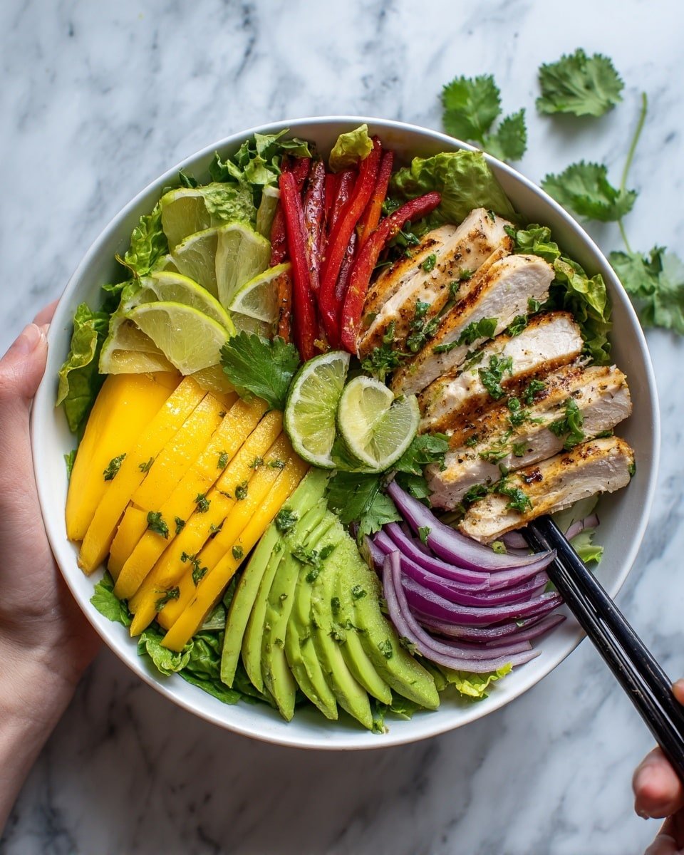 Grilled Sweet Chili Chicken and Mango Salad Recipe - Recipe Image — Grilled Sweet Chili Chicken and Mango Salad, healthy grilled chicken salad, tropical mango chicken salad, easy summer salad recipes, flavorful chicken salad