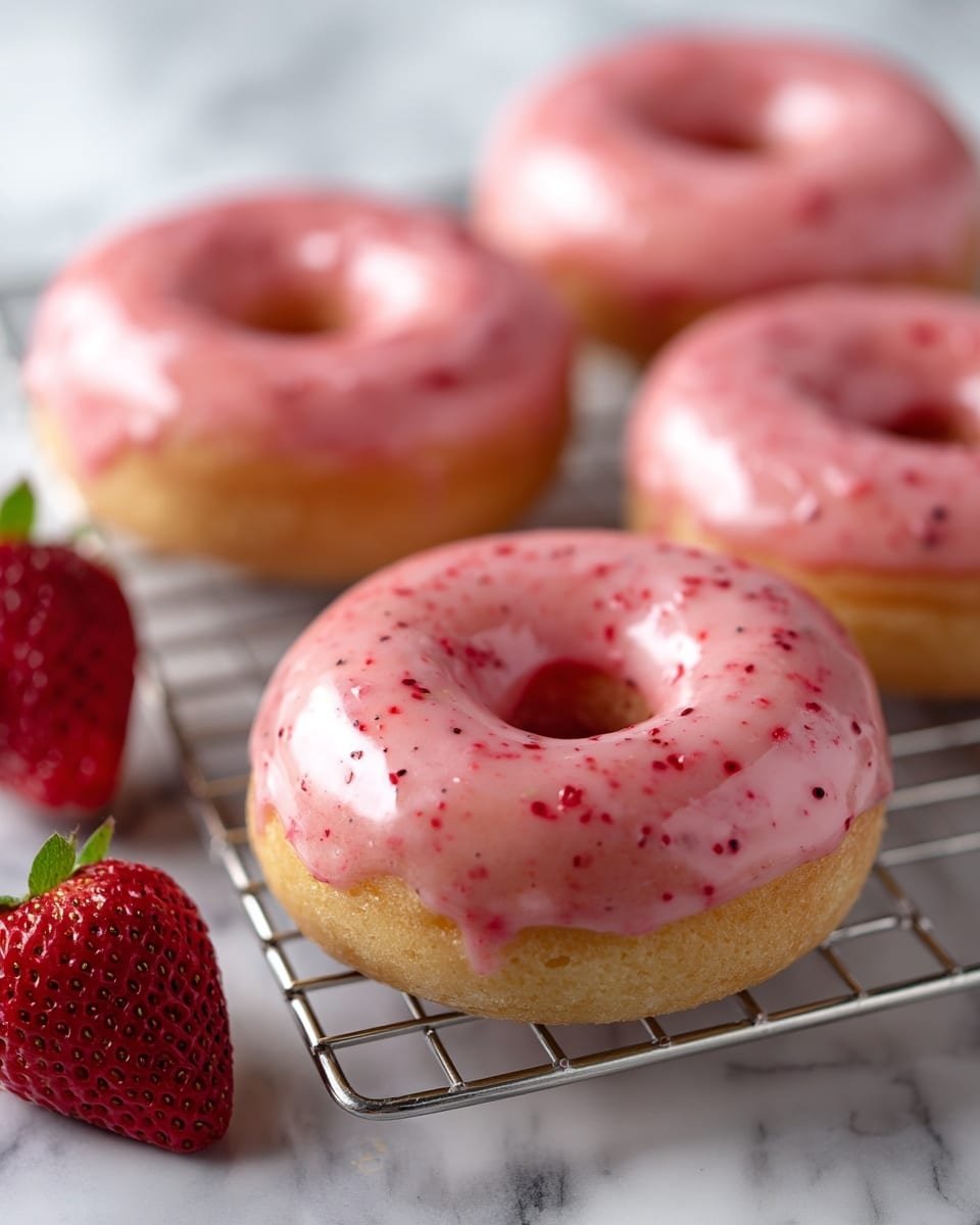 Strawberry Buttermilk Doughnuts Recipe - Recipe Image — Strawberry Buttermilk Doughnuts, homemade strawberry doughnuts, fruity doughnut recipe, soft and crisp doughnuts, easy breakfast doughnuts
