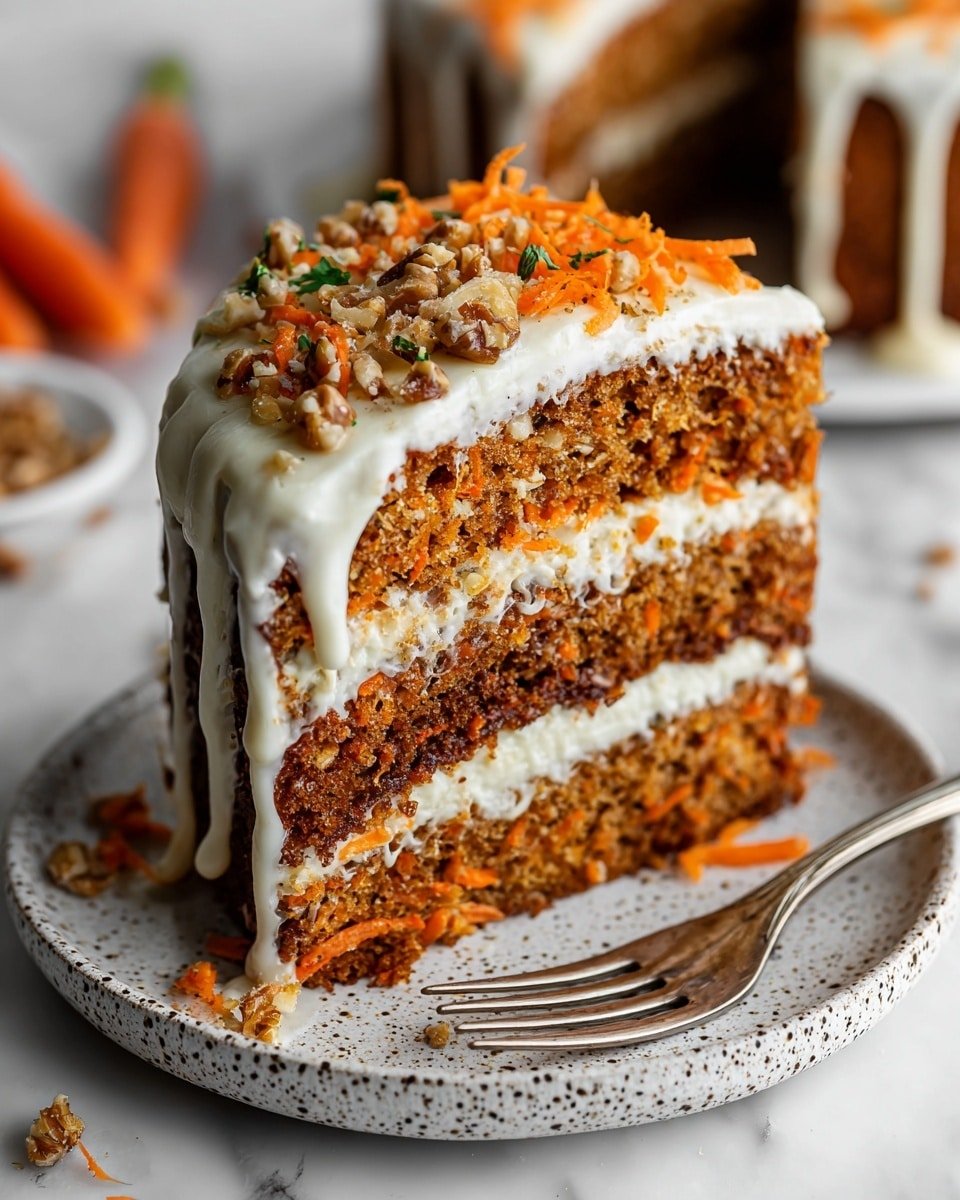 Honeybun Carrot Cake with Cheesecake Filling Recipe - Recipe Image — Honeybun Carrot Cake with Cheesecake Filling, carrot cake with cheesecake layer, festive layered carrot cake, fluffy carrot cake dessert, decadent cheesecake carrot cake