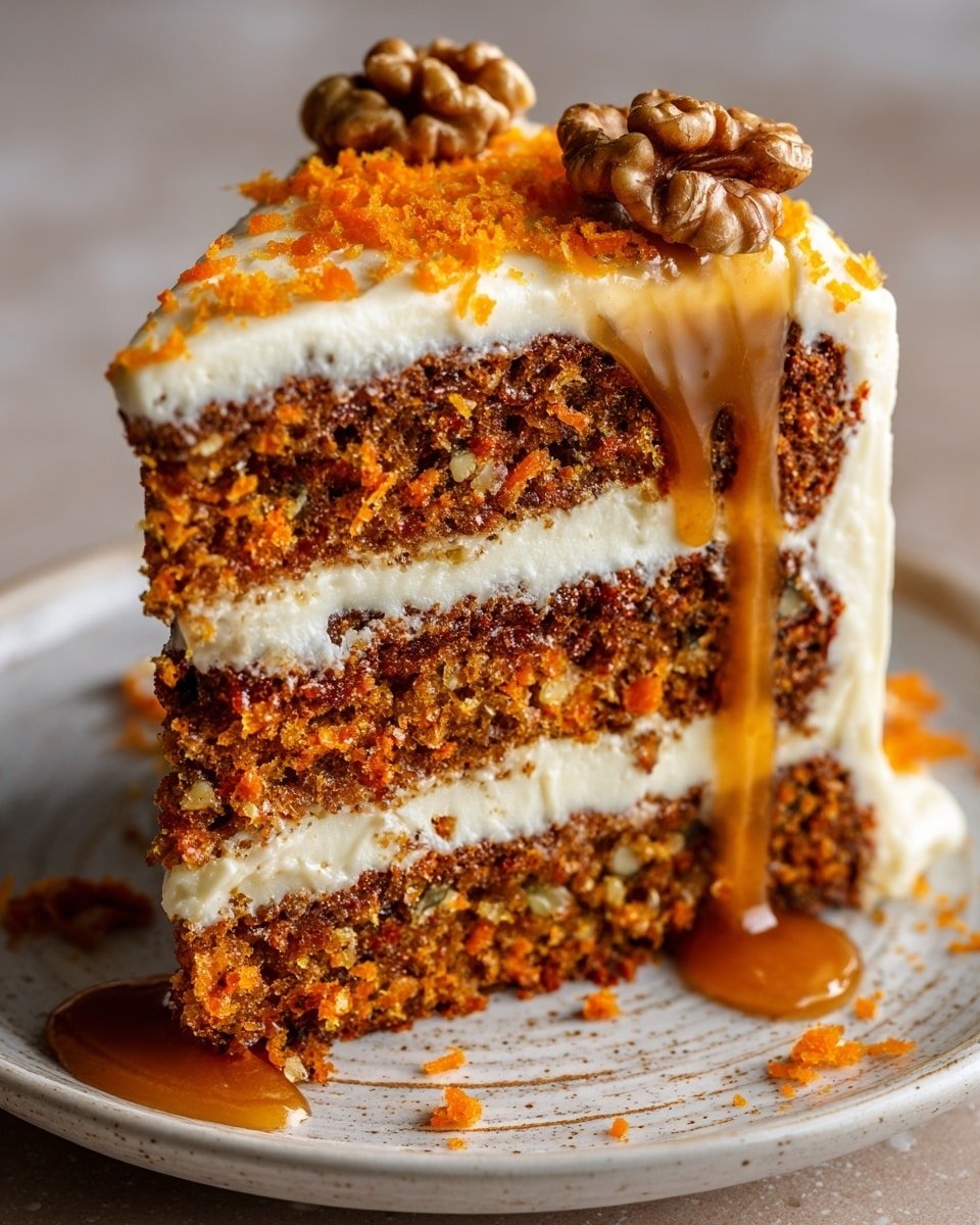 Honeybun Carrot Cake with Cheesecake Filling Recipe - Recipe Image — Honeybun Carrot Cake with Cheesecake Filling, carrot cake with cheesecake layer, festive layered carrot cake, fluffy carrot cake dessert, decadent cheesecake carrot cake