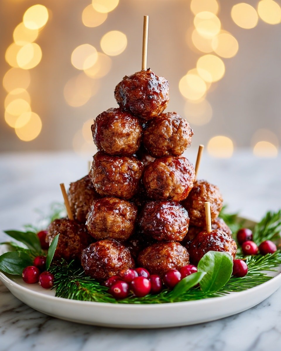 Cranberry Sauce Meatballs Recipe - Recipe Image — Cranberry Sauce Meatballs, festive meatball appetizer, easy holiday party appetizer, sweet and tangy meatball recipe, homemade cranberry meatballs