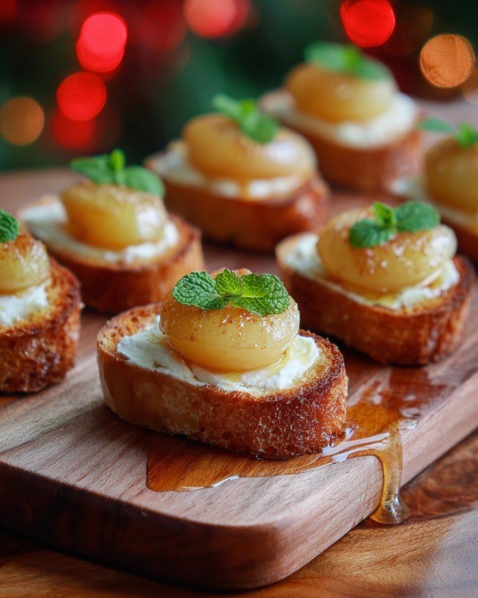Brie Apple Honey Crostini Recipe - Recipe Image — Brie Apple Honey Crostini, Brie Apple Honey Appetizer, Easy Brie Crostini Recipe, Elegant Brie Crostini, Honey and Apple Crostini