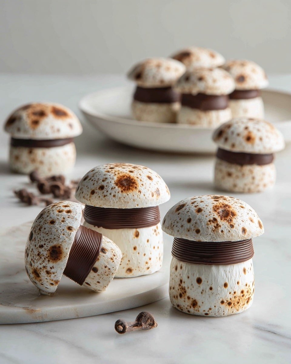 Meringue Mushrooms Recipe - Recipe Image — Meringue Mushrooms, Meringue Mushrooms Recipe, how to make meringue mushrooms, edible mushroom meringues, festive meringue desserts