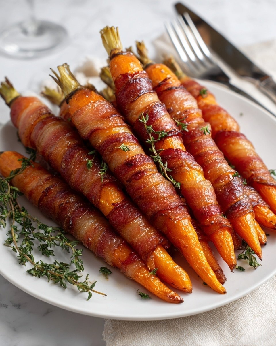 Maple Bacon Carrots Recipe - Recipe Image — Maple Bacon Carrots, roasted carrots with bacon and maple syrup, easy vegetable side dish, sweet and savory carrot recipe, comforting carrot side dish