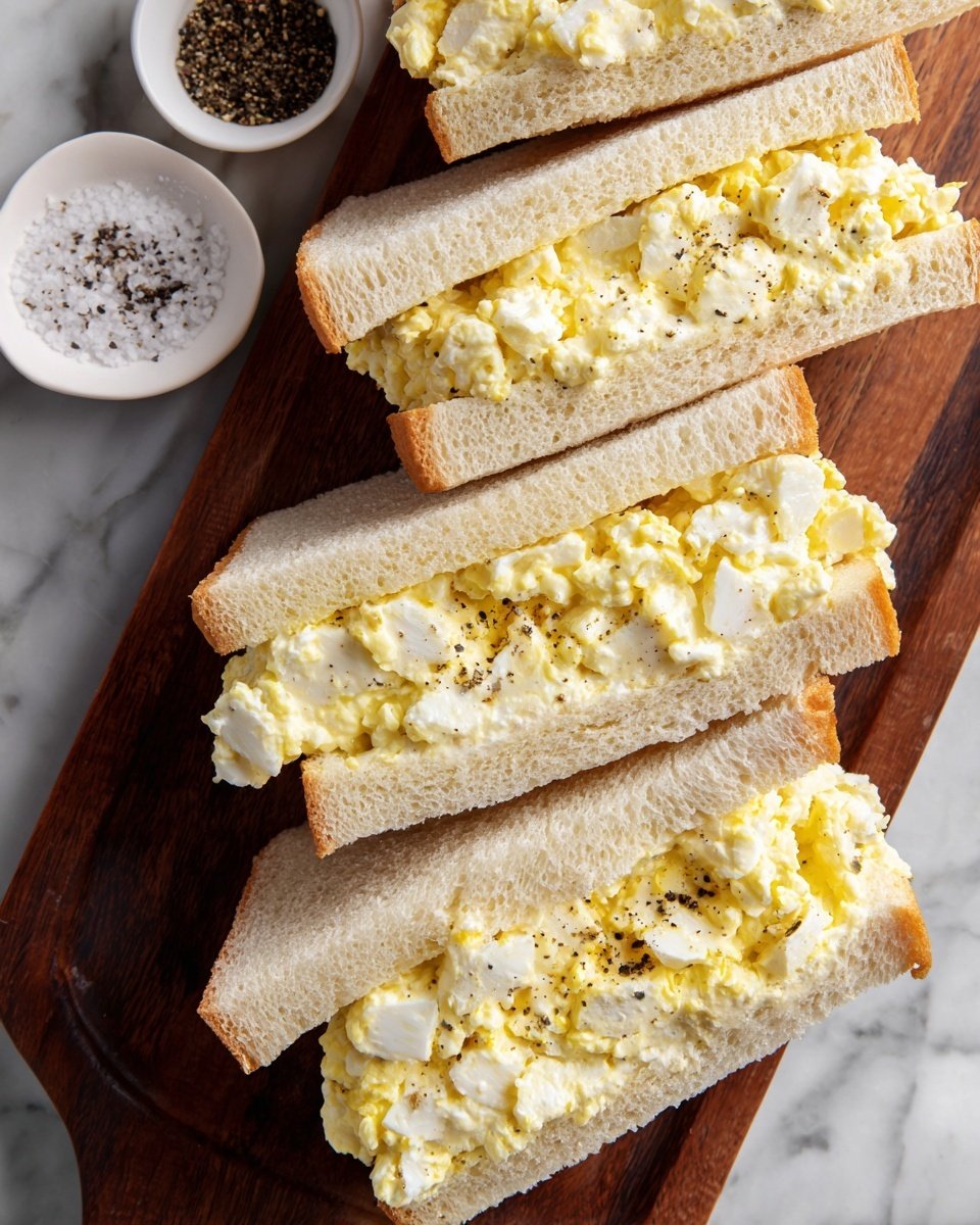 Japanese Egg Sandwich (Tamago Sando) Recipe - Recipe Image — Japanese Egg Sandwich, Tamago Sando, Japanese breakfast sandwiches, Japanese egg salad recipe, soft bread egg sandwich