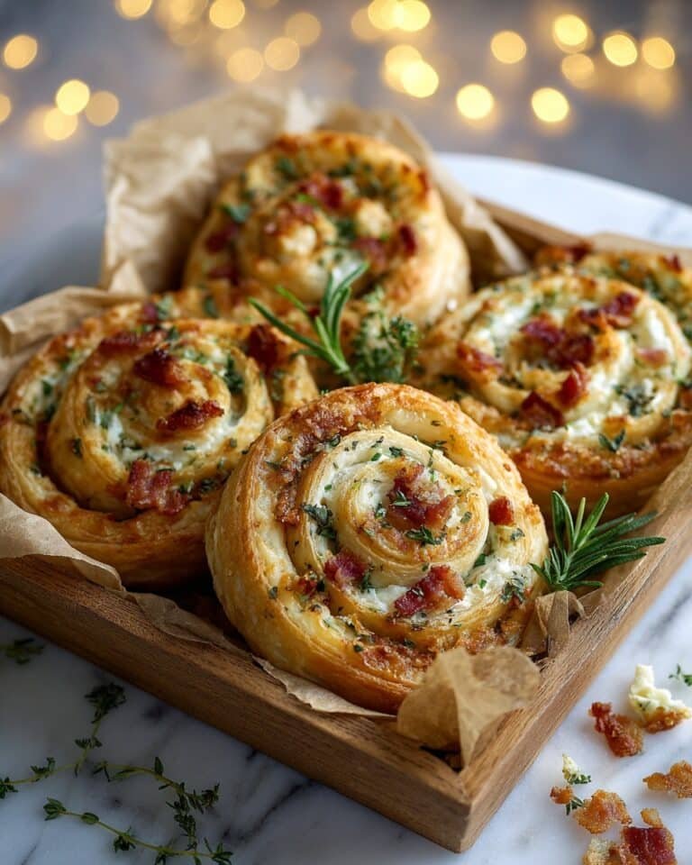 Savory Christmas Bacon & Cheese Pinwheels Recipe