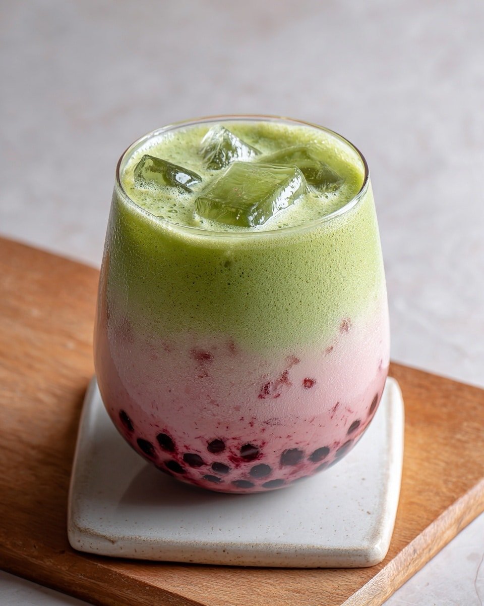 Strawberry Matcha Boba Recipe - Recipe Image — Strawberry Matcha Boba, strawberry matcha bubble tea, fruity matcha drink, homemade boba tea, refreshing strawberry matcha