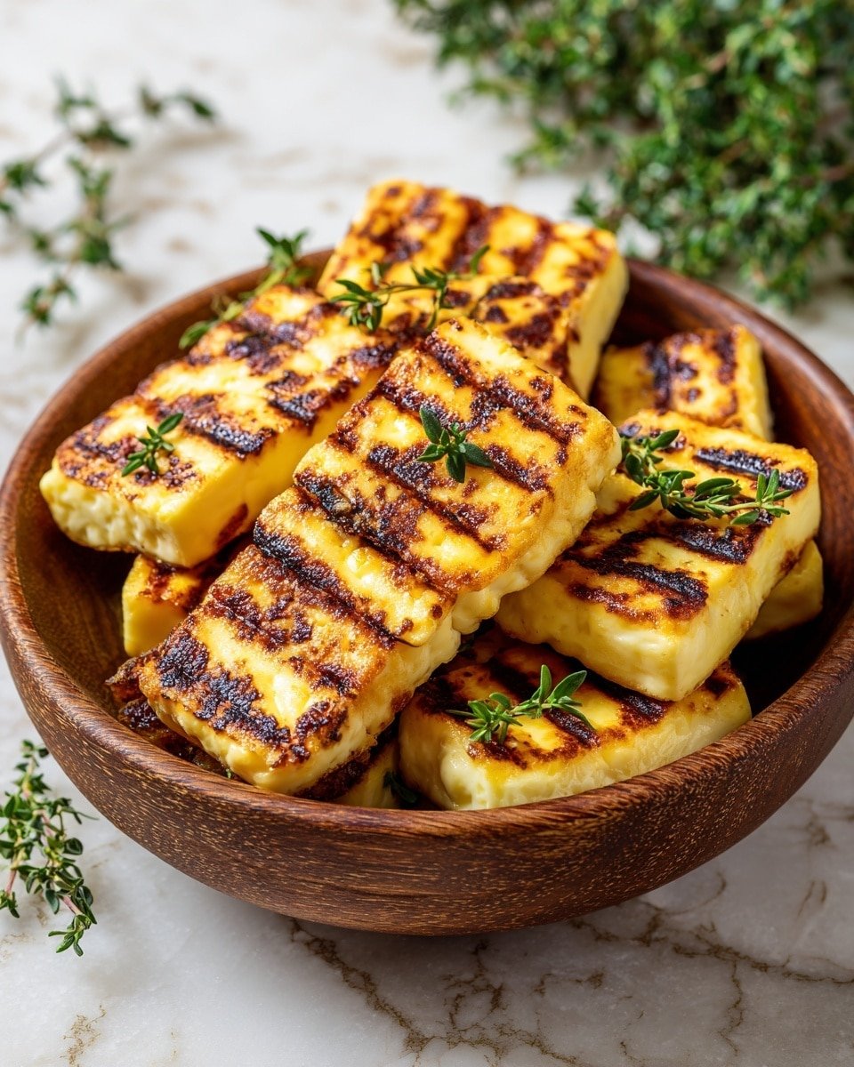 Halloumi with Honey and Thyme Recipe - Recipe Image — Halloumi with Honey and Thyme, Easy Halloumi with Honey and Thyme, Sweet and Savory Halloumi, Honey and Thyme Cheese Dish, Grilled Halloumi with Honey