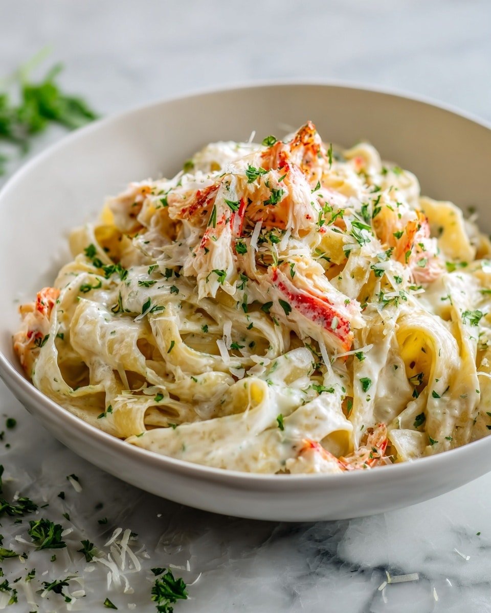 Red Lobster Crab Alfredo Recipe - Recipe Image — Red Lobster Crab Alfredo, creamy crab pasta, seafood Alfredo recipe, indulgent crab Alfredo, restaurant-style crab pasta
