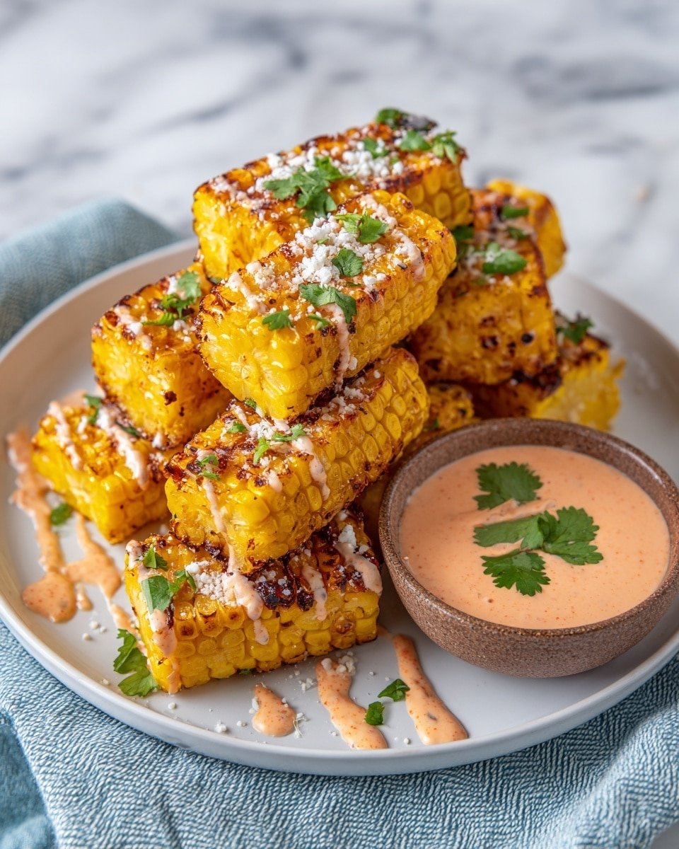 Air Fryer Corn Ribs with Buttery Seasoning and Spicy Mayo Recipe - Recipe Image — Air Fryer Corn Ribs, Corn Ribs with Buttery Seasoning and Spicy Mayo, Crispy Corn Ribs, Easy Air Fryer Snacks, Flavorful Corn Side Dishes