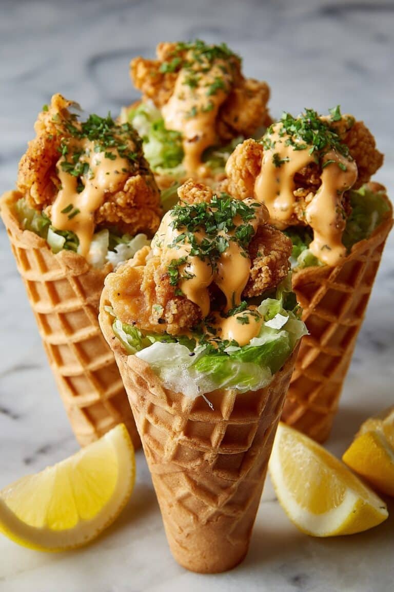 Spicy Sriracha Chicken Waffle Cones Recipe