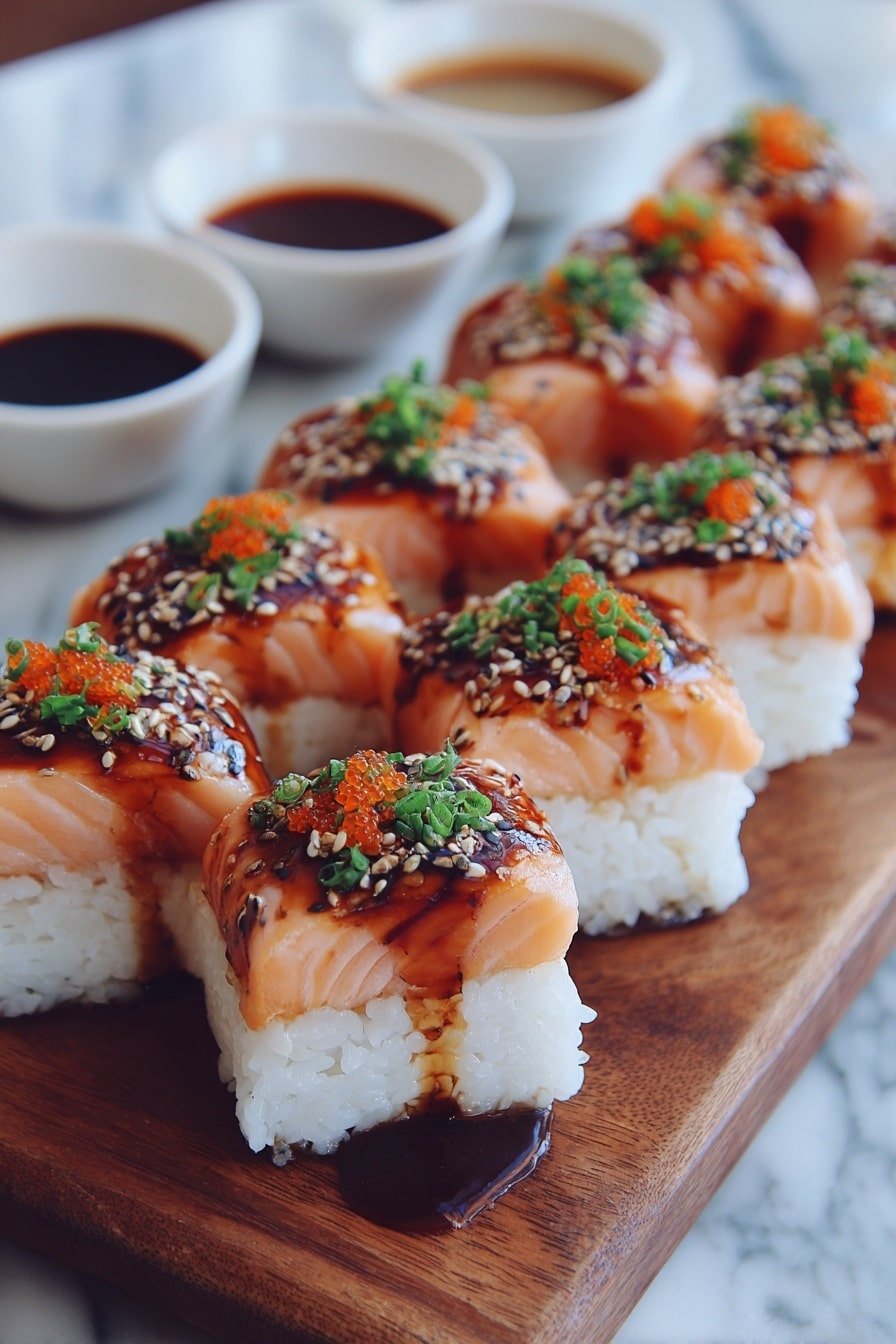Spicy Salmon Sushi Bake Recipe - Article Image 1 — Spicy Salmon Sushi Bake, salmon sushi casserole, baked sushi with spicy mayo, sushi baked dish, easy salmon sushi bake