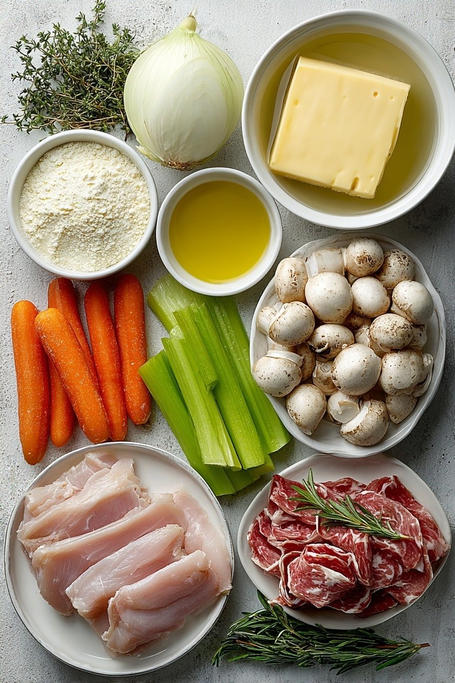 Chicken Cordon Bleu Soup Recipe - Ingredients Image — Chicken Cordon Bleu Soup, Easy Chicken Cordon Bleu Soup Recipe, Comforting Chicken Soup with Ham and Swiss, Creamy Chicken Cordon Bleu Soup Instructions, Hearty Chicken and Ham Soup