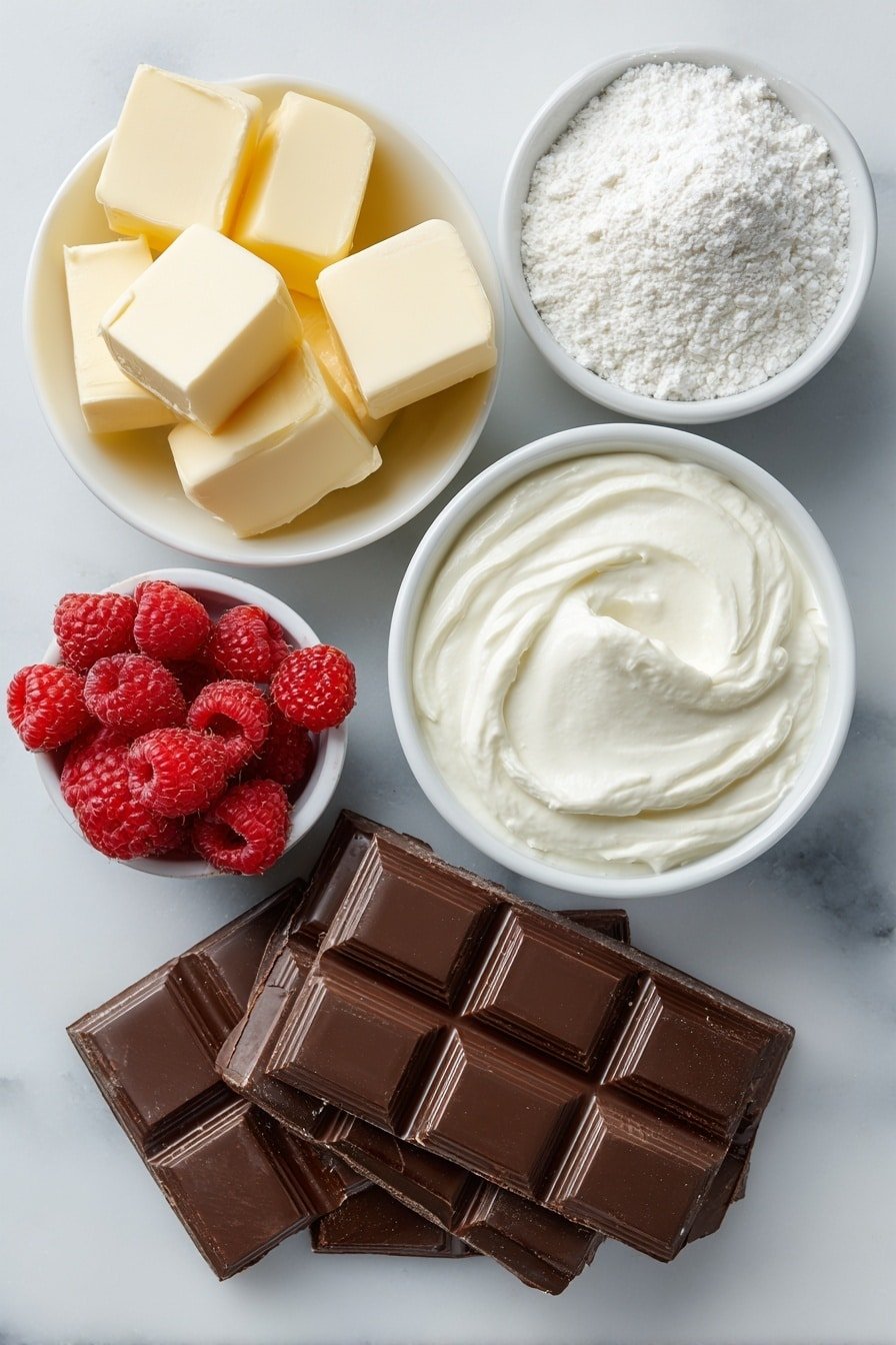 Chocolate Raspberry Petal Ganache Delights Recipe - Ingredients Image — Chocolate Raspberry Petal Ganache Delights, chocolate raspberry ganache, raspberry dessert, elegant chocolate treats, quick raspberry ganache recipes