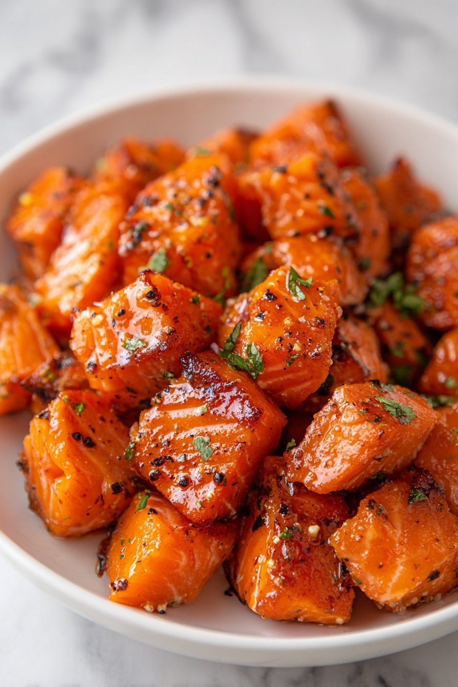 Hot Honey Salmon Bites Recipe - Article Image 1 — Hot Honey Salmon Bites, Salmon Bites with Hot Honey, Sweet and Spicy Salmon, Easy Salmon Appetizer, Comfort Food Salmon