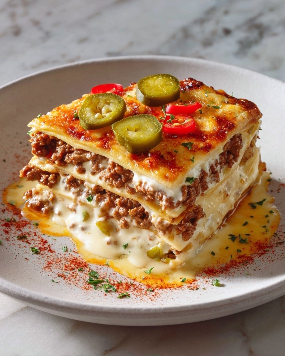Vegan "Cheeseburger" Lasagna Recipe - Recipe Image — Vegan Cheeseburger Lasagna, vegan lasagna recipes, plant-based cheeseburger casserole, dairy-free comfort food, vegan dinner ideas