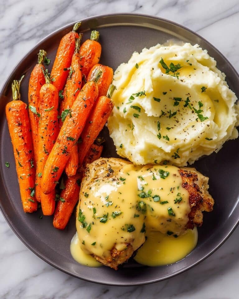 Creamy Herb Chicken with Mashed Potatoes and Glazed Carrots Recipe