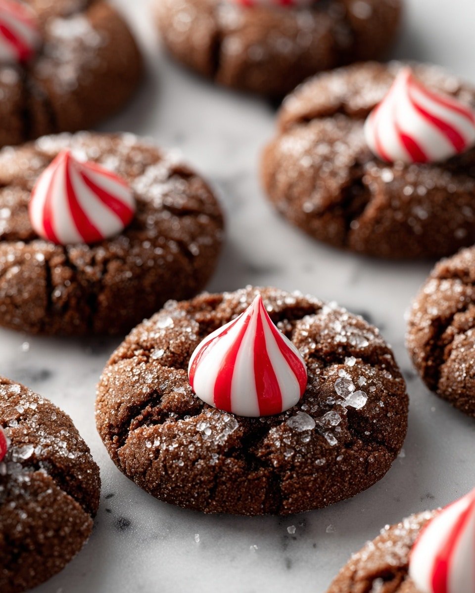 Peppermint Chocolate Blossom Cookies Recipe - Recipe Image — Peppermint Chocolate Blossom Cookies, holiday cookies with peppermint and chocolate, easy Christmas cookie recipes, festive chocolate peppermint treats, chewy peppermint cookies