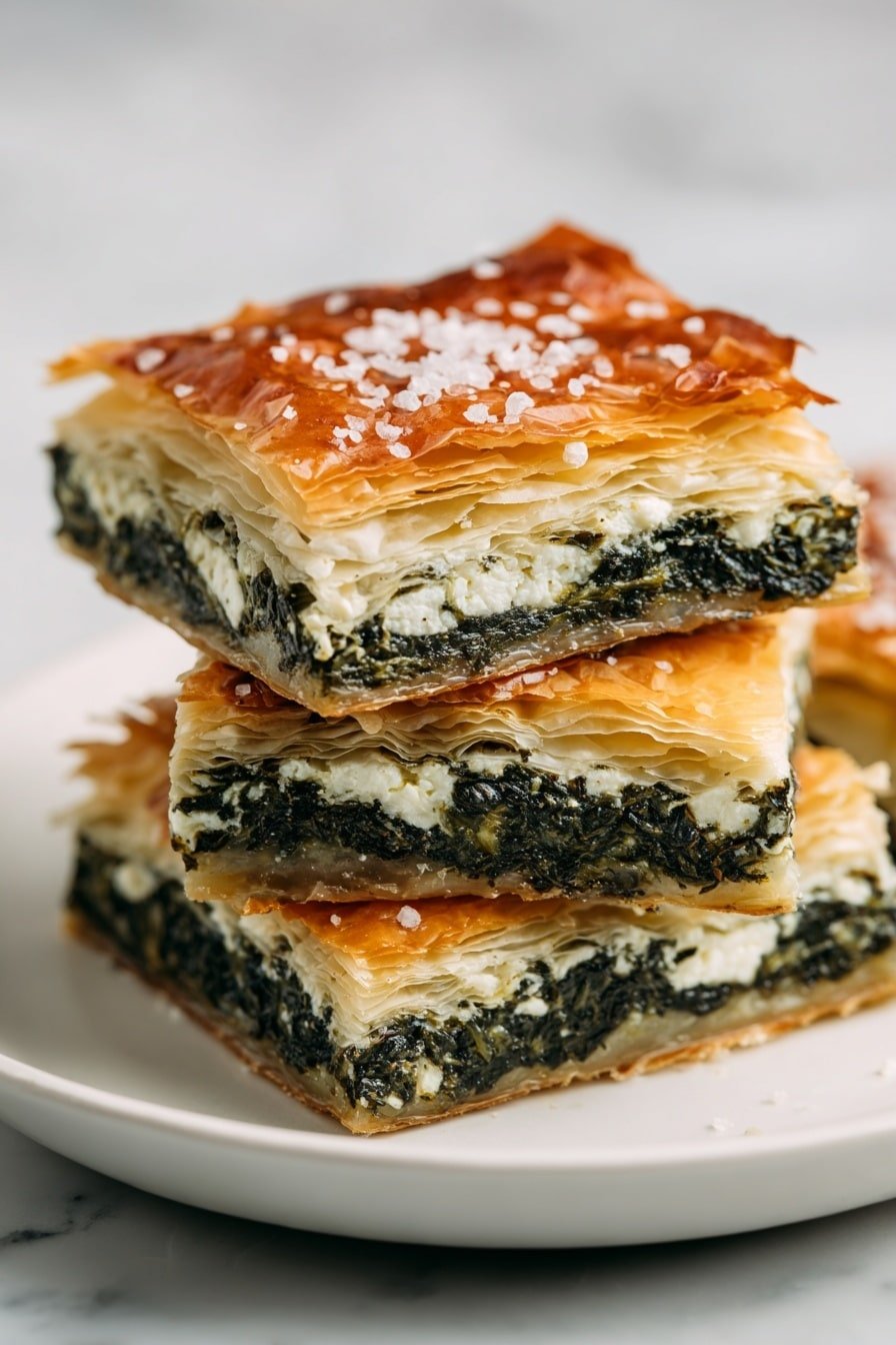 Greek Spinach and Feta Pie Recipe - Article Image 1 — Greek Spinach and Feta Pie, Greek spinach and feta dish, Greek savory pie, Mediterranean spinach tart, homemade Greek pie