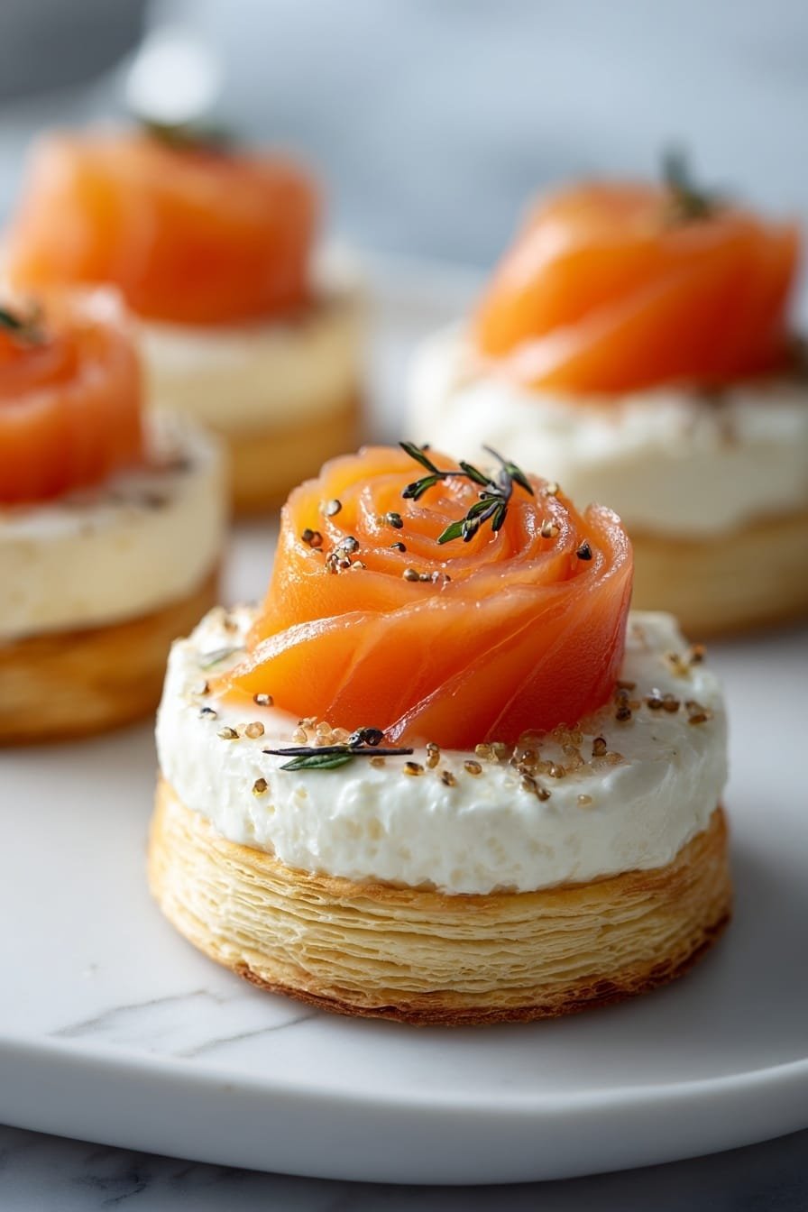 Smoked Salmon Puff Pastry Rolls Recipe - Article Image 2 — Smoked Salmon Puff Pastry Rolls, smoked salmon appetizer, puff pastry appetizers, salmon and cream cheese bites, elegant brunch finger food