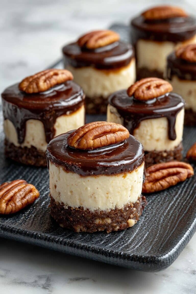 Mini Turtle Cheesecakes with Caramel and Pecan Topping Recipe