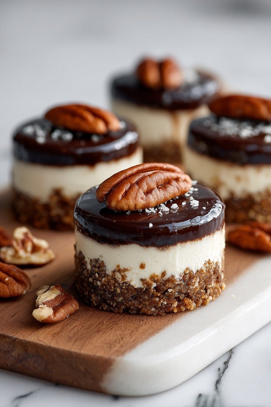 Mini Turtle Cheesecakes with Caramel and Pecan Topping Recipe - Article Image 2 — Mini Turtle Cheesecakes Caramel and Pecan Topping, Mini Turtle Cheesecakes, Cheesecake with Caramel and Pecan, Bite-sized Turtle Cheesecakes, No-Bake Mini Cheesecake Desserts