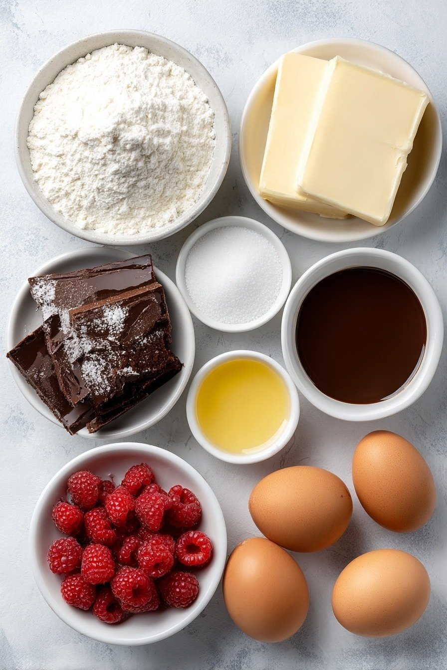 Dark Chocolate Raspberry Cheesecake Recipe - Ingredients Image — Dark Chocolate Raspberry Cheesecake, chocolate raspberry dessert, decadent cheesecake recipe, easy chocolate cheesecake, fruit-topped cheesecake