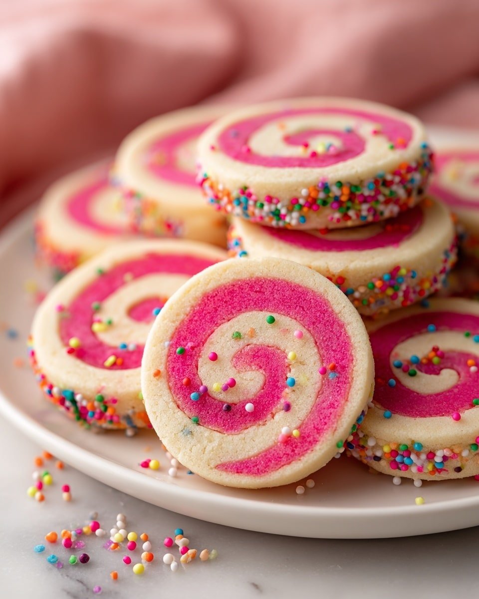 Spring Pinwheel Cookies Recipe - Recipe Image — Spring Pinwheel Cookies, colorful swirl cookies, festive cookie ideas, easy spring baking, vanilla almond cookies
