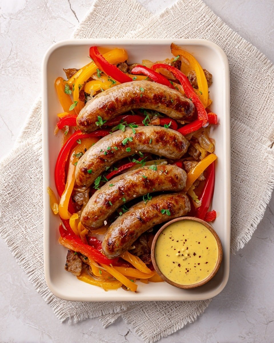 Sheet-Pan Sausage and Peppers with Apples Recipe - Recipe Image — Sheet-Pan Sausage and Peppers with Apples, easy sheet-pan dinner, fall comfort food, sausage and vegetable bake, quick weeknight meal