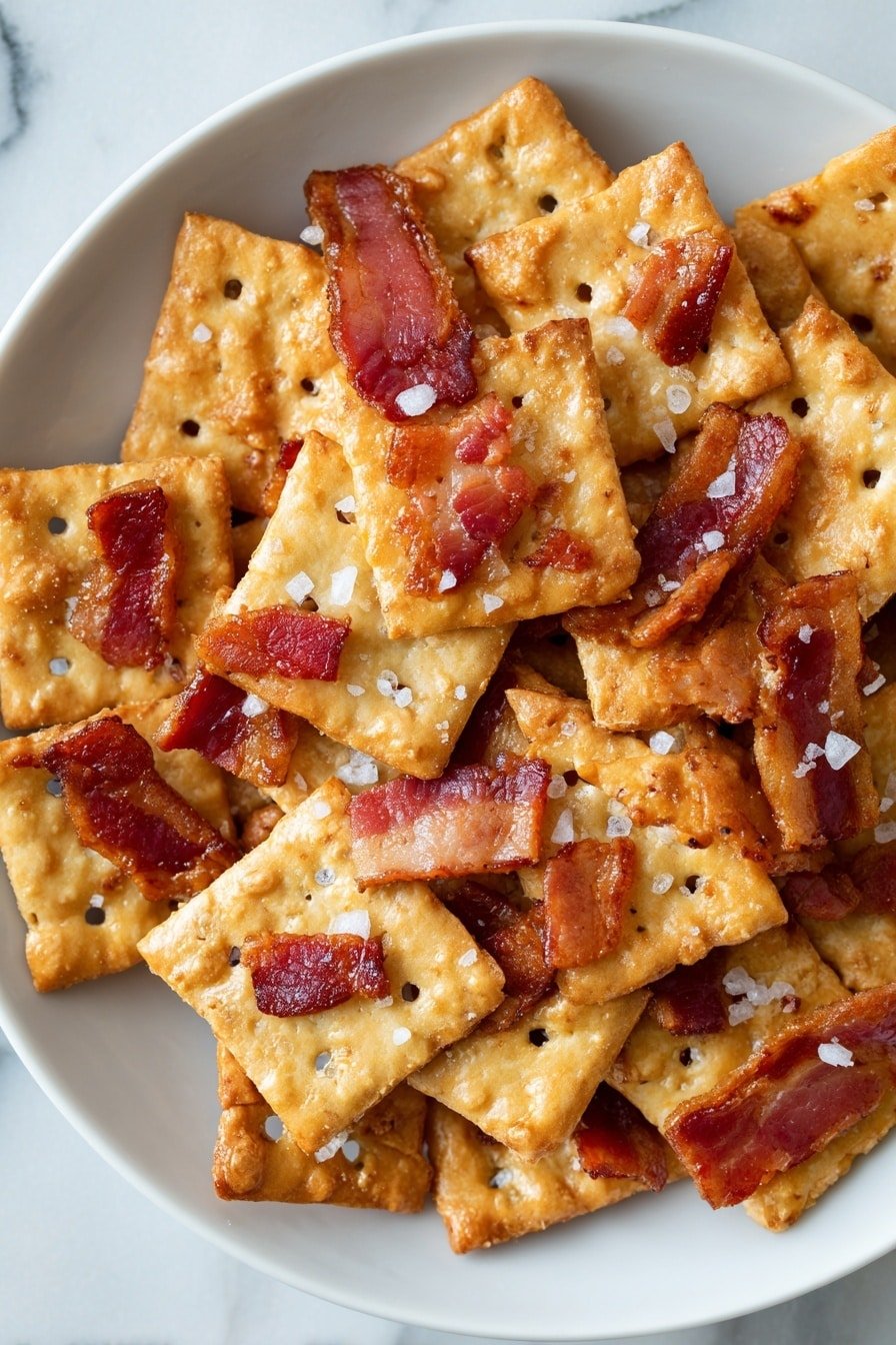 Bacon Crackers with Sweet and Salty Flavor Recipe - Article Image 2 — Bacon Crackers with Sweet and Salty Flavor, Bacon Crackers recipe, Sweet and Salty Bacon Snacks, Easy Bacon Crackers, Savory and Sweet Snack Ideas