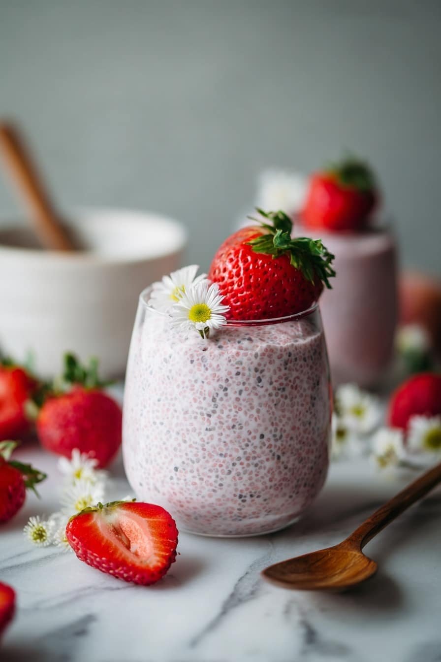 Strawberry Coconut Chia Pudding Recipe - Article Image 1 — Strawberry Coconut Chia Pudding, healthy chia pudding recipes, vegan fruit dessert, quick breakfast ideas, dairy-free pudding