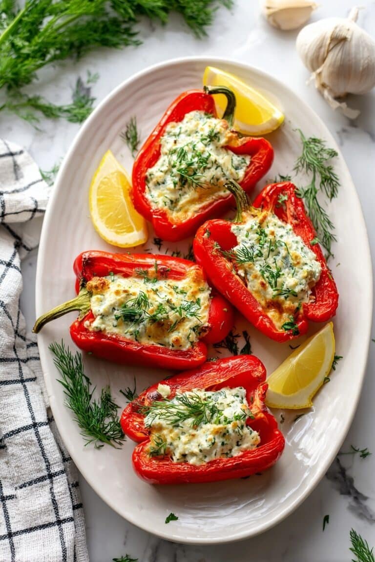 Feta Stuffed Peppers with Dill and Lemon Recipe