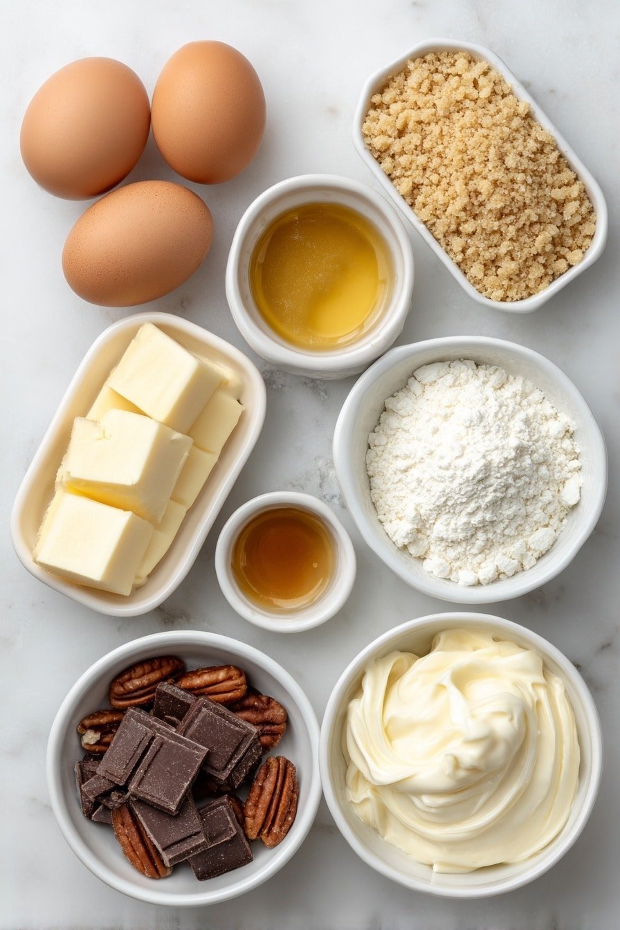 Mini Turtle Cheesecakes with Caramel and Pecan Topping Recipe - Ingredients Image — Mini Turtle Cheesecakes Caramel and Pecan Topping, Mini Turtle Cheesecakes, Cheesecake with Caramel and Pecan, Bite-sized Turtle Cheesecakes, No-Bake Mini Cheesecake Desserts