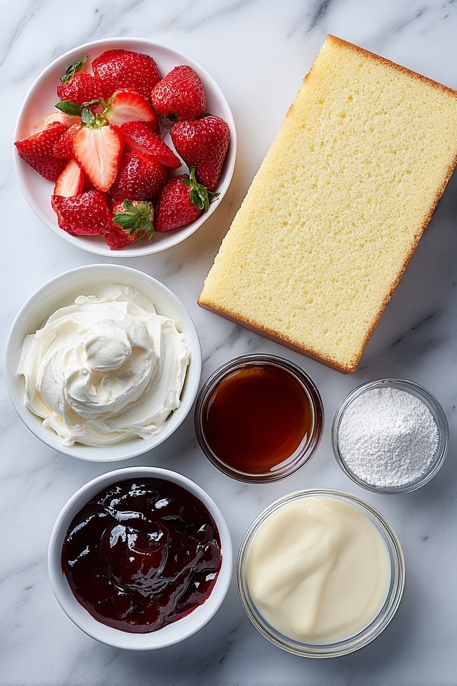 Strawberry Shortcake Sushi Rolls Recipe - Ingredients Image — Strawberry Shortcake Sushi Rolls, strawberry shortcake dessert, sushi roll desserts, fruit sushi recipes, easy strawberry shortcake idea