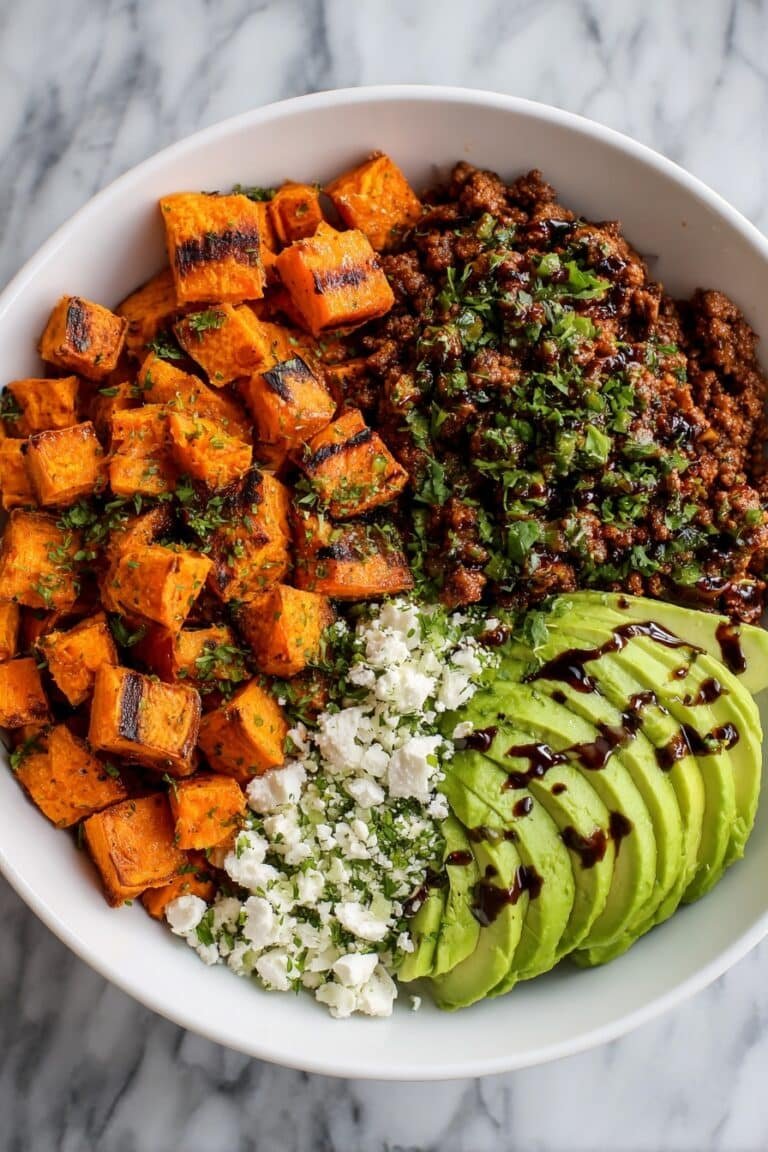 Ground Beef Sweet Potato Bowl with Hot Honey Recipe