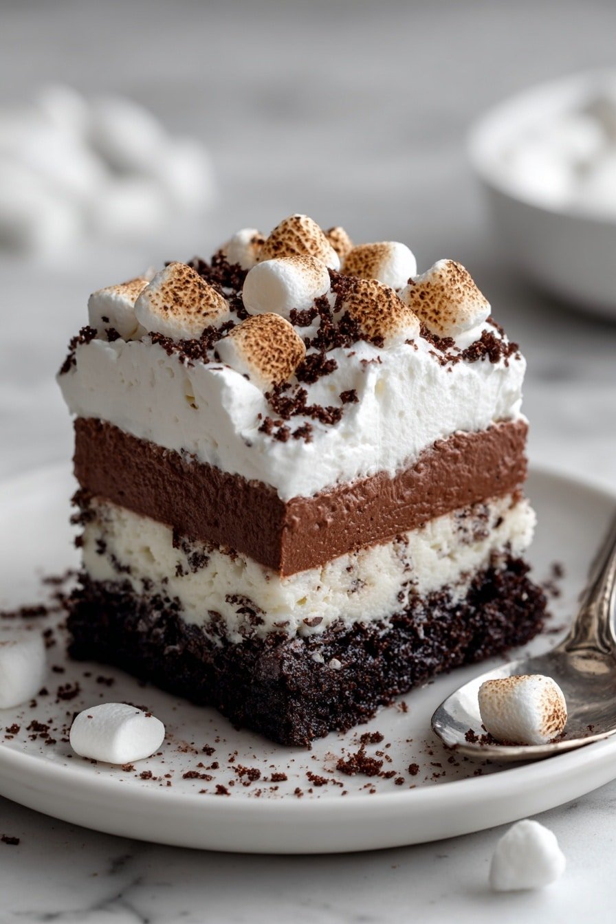 Hot Chocolate Lasagna Recipe - Article Image 2 — Hot Chocolate Lasagna, Hot Chocolate Dessert, Layered Chocolate Treat, No-Bake Chocolate Dessert, Cozy Winter Dessert