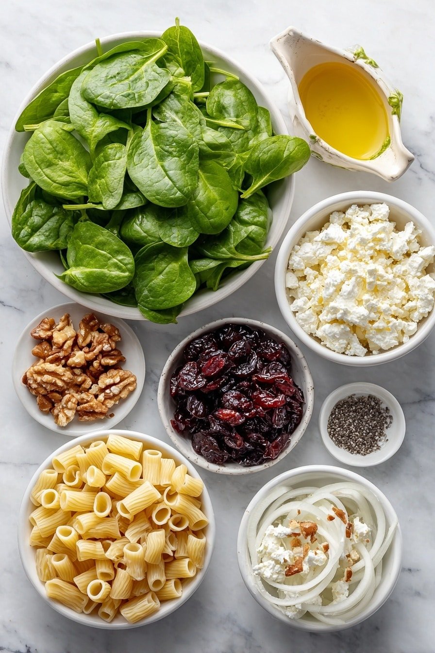 Cranberry Feta Rigatoni Salad Recipe - Ingredients Image — Cranberry Feta Rigatoni Salad, pasta salad with cranberries and feta, easy pasta salad recipes, light and flavorful pasta salad, healthy Rigatoni salad recipes