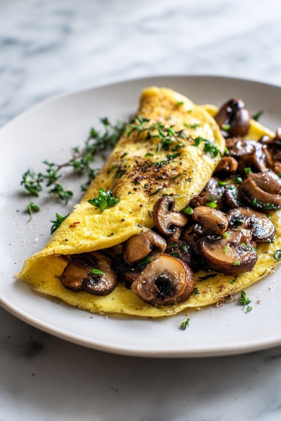 Mushroom Egg Omelet Recipe - Article Image 1 — Mushroom Egg Omelet, Mushroom Egg Omelet recipe, easy mushroom omelet breakfast, savory mushroom and egg dish, quick mushroom omelet