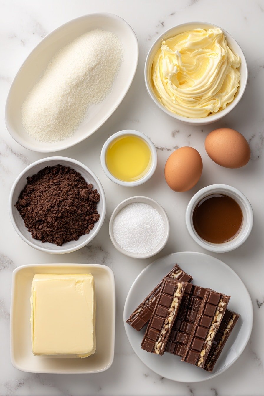 Snickers Cheesecake Recipe - Ingredients Image — Snickers Cheesecake, Snickers Cheesecake Recipe, Easy Snickers Cheesecake, No-Bake Snickers Cheesecake, Chocolate Snickers Cheesecake